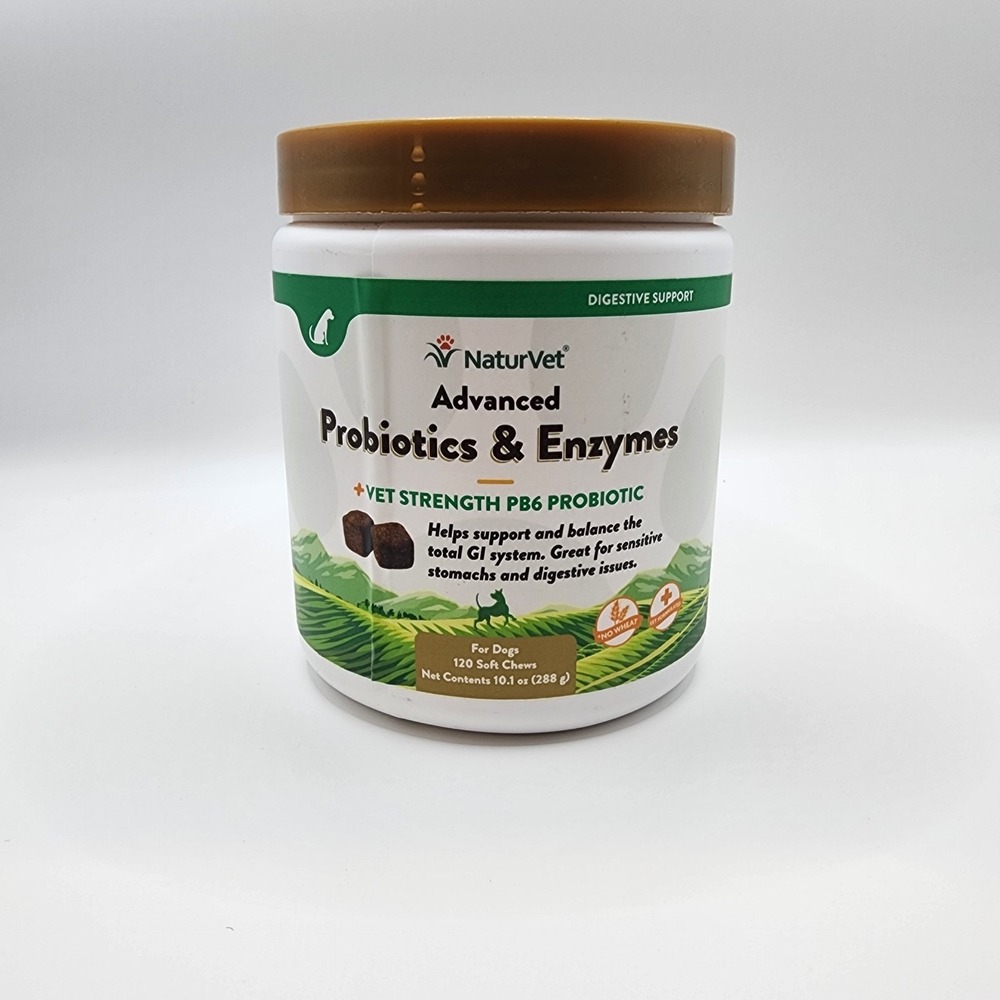 NaturVet Advanced Probiotics & Enzymes PB6 Soft Chews 120 Count Dog Digestive...